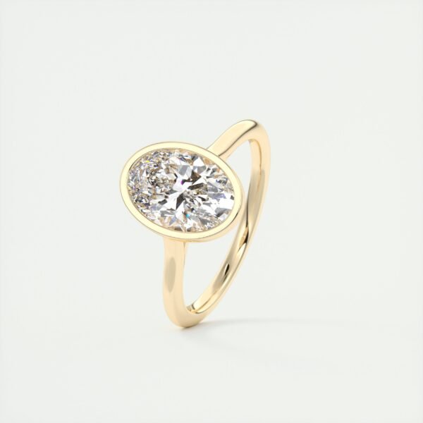 Oval Diamond Bezel Solitaire Ring - Image 26