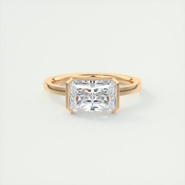 Emerald Cut Diamond Bezel Solitaire Ring - Image 2