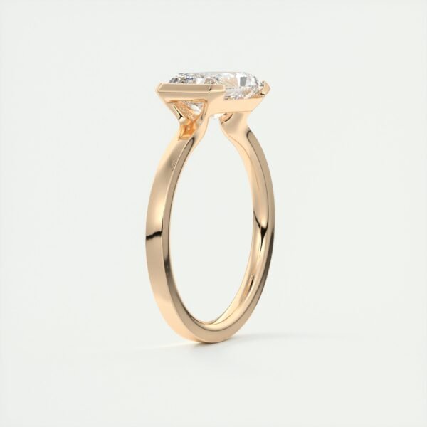 Emerald Cut Diamond Bezel Solitaire Ring - Image 6