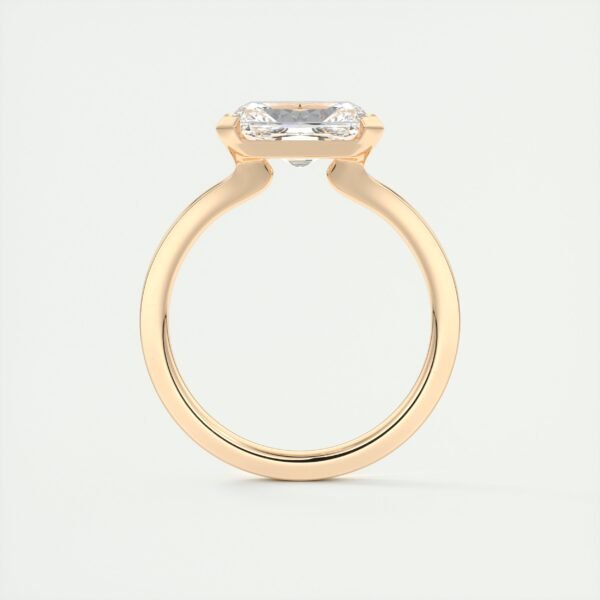 Emerald Cut Diamond Bezel Solitaire Ring - Image 7
