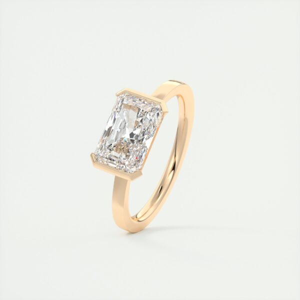 Emerald Cut Diamond Bezel Solitaire Ring - Image 8