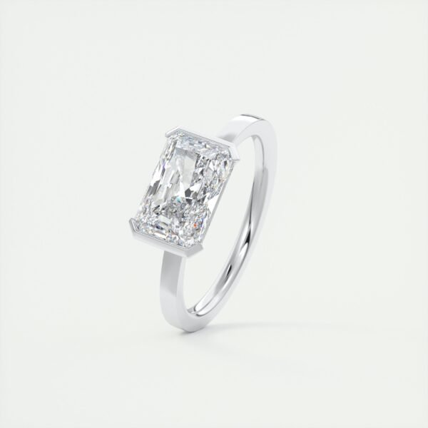 Emerald Cut Diamond Bezel Solitaire Ring - Image 15