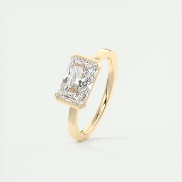 Emerald Cut Diamond Bezel Solitaire Ring - Image 28