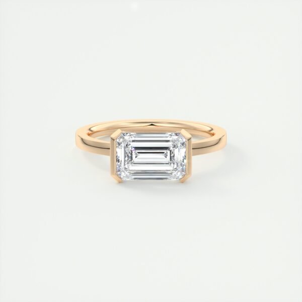Emerald Cut Diamond Bezel Solitaire Ring