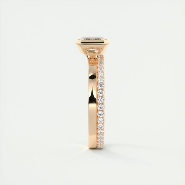 Emerald Cut Diamond Bezel Solitaire Ring - Image 4