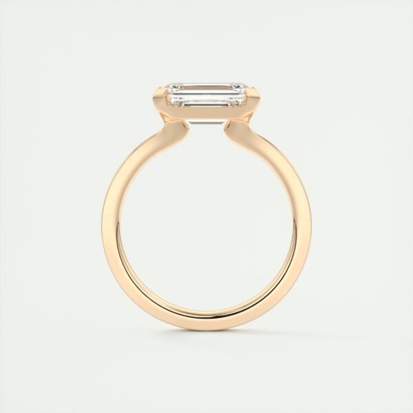 Emerald Cut Diamond Bezel Solitaire Ring - Image 6