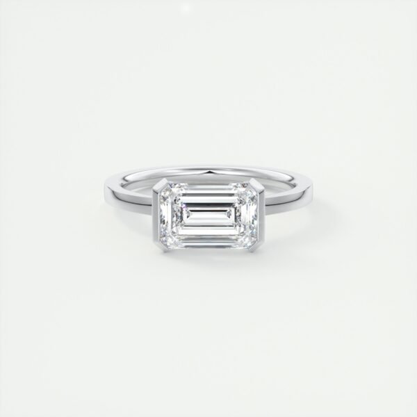 Emerald Cut Diamond Bezel Solitaire Ring - Image 7