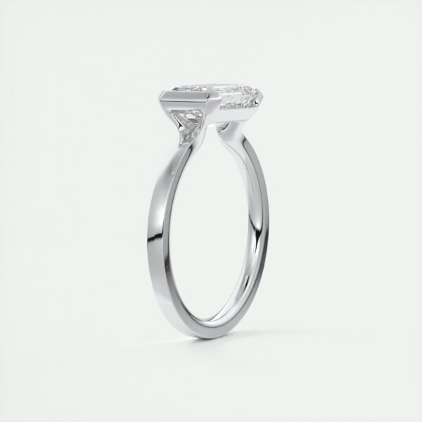 Emerald Cut Diamond Bezel Solitaire Ring - Image 9