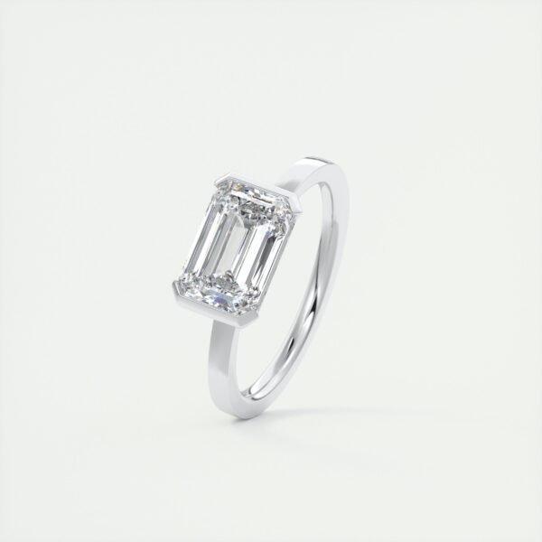 Emerald Cut Diamond Bezel Solitaire Ring - Image 11