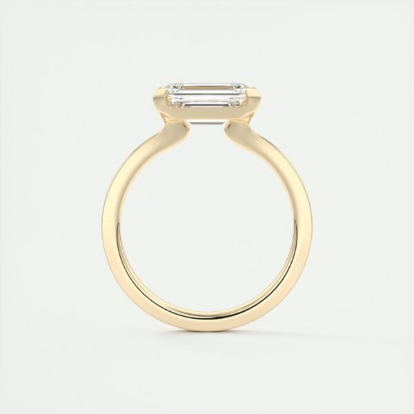 Emerald Cut Diamond Bezel Solitaire Ring - Image 18