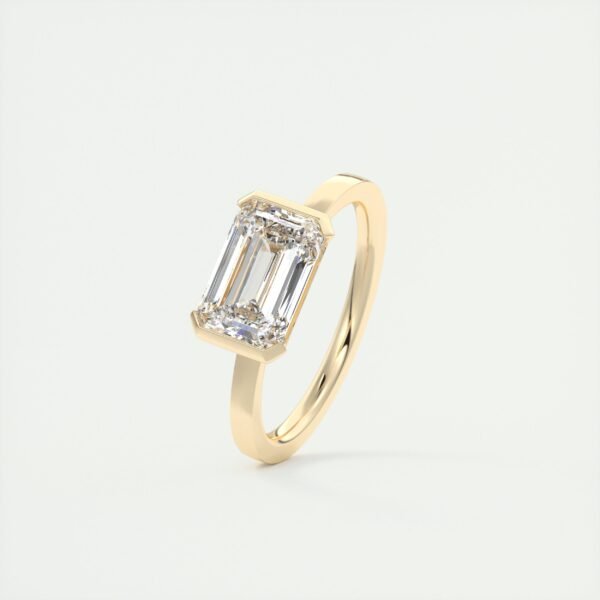Emerald Cut Diamond Bezel Solitaire Ring - Image 20