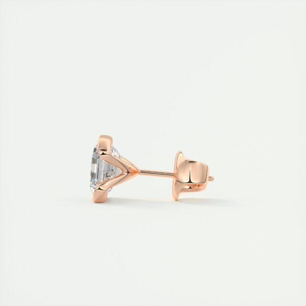 1ct Asscher Cut Half Bezel Lab Diamond Stud Earrings - Image 4
