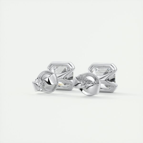 1ct Asscher Cut Half Bezel Lab Diamond Stud Earrings - Image 12