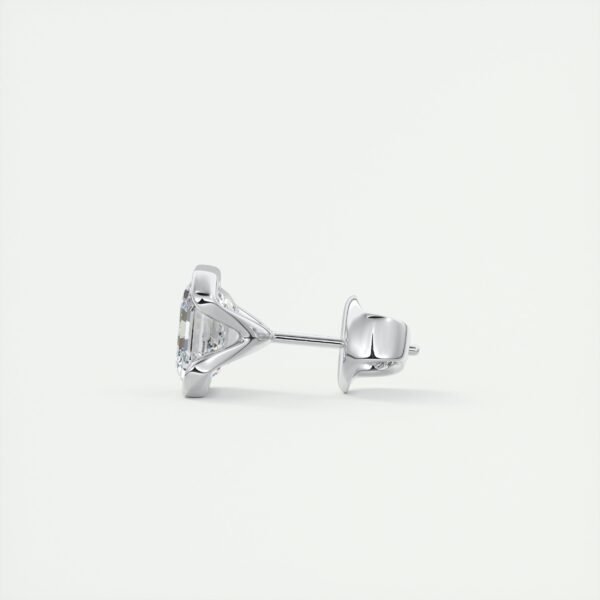 1ct Asscher Cut Half Bezel Lab Diamond Stud Earrings - Image 9