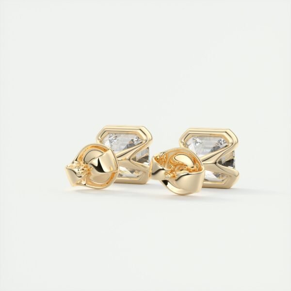 1ct Asscher Cut Half Bezel Lab Diamond Stud Earrings - Image 6