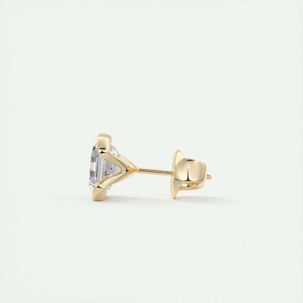 1ct Asscher Cut Half Bezel Lab Diamond Stud Earrings - Image 5