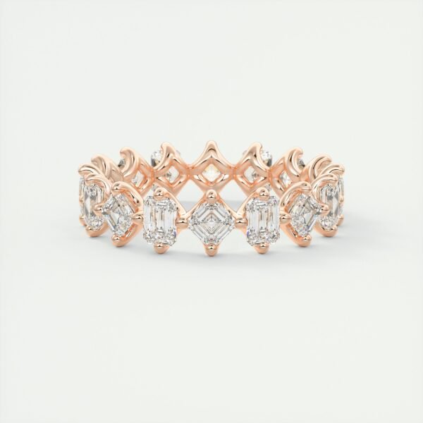 Vintage-Inspired Emerald Cut Diamond Eternity Band
