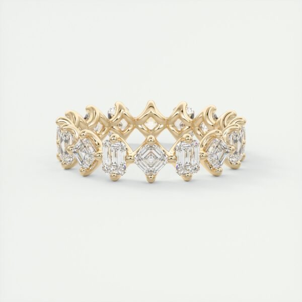 Vintage-Inspired Emerald Cut Diamond Eternity Band - Image 5
