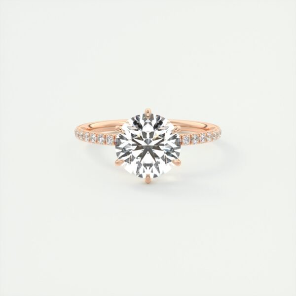 Solitaire Diamond Engagement Ring with Micro-Pave Band