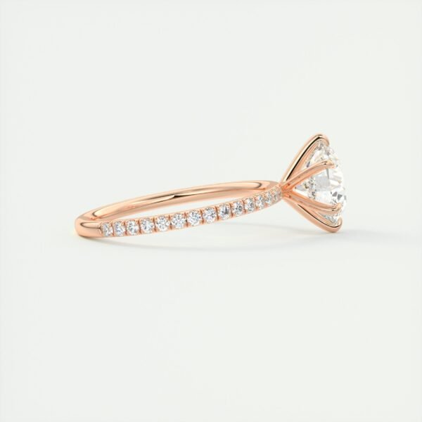 Solitaire Diamond Engagement Ring with Micro-Pave Band - Image 2