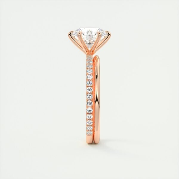 Solitaire Diamond Engagement Ring with Micro-Pave Band - Image 3