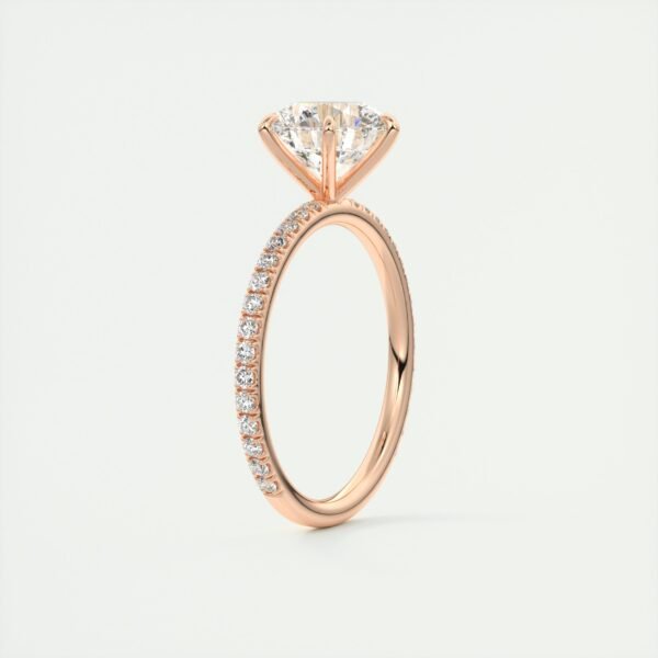 Solitaire Diamond Engagement Ring with Micro-Pave Band - Image 4