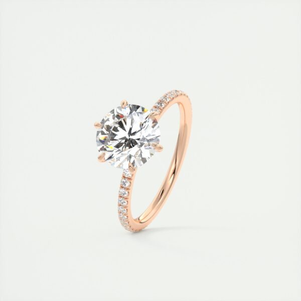 Solitaire Diamond Engagement Ring with Micro-Pave Band - Image 6
