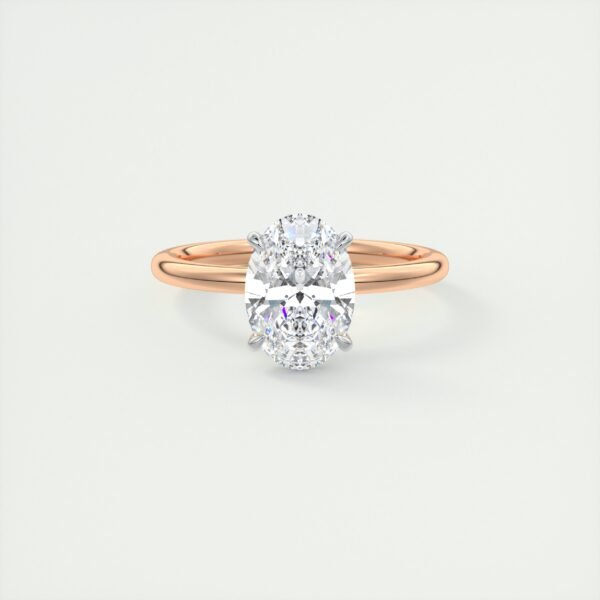 Oval Diamond Solitaire Ring with Micro-Pave Halo
