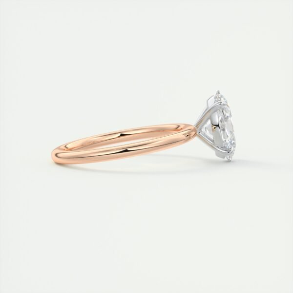Oval Diamond Solitaire Ring with Micro-Pave Halo - Image 2
