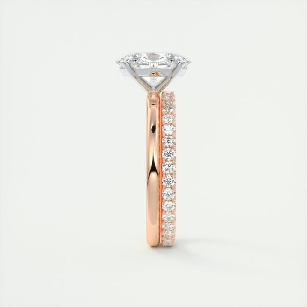 Oval Diamond Solitaire Ring with Micro-Pave Halo - Image 4