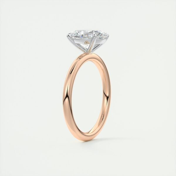 Oval Diamond Solitaire Ring with Micro-Pave Halo - Image 5