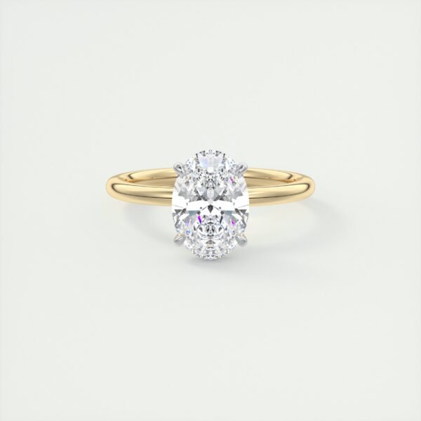 Oval Diamond Solitaire Ring with Micro-Pave Halo - Image 8