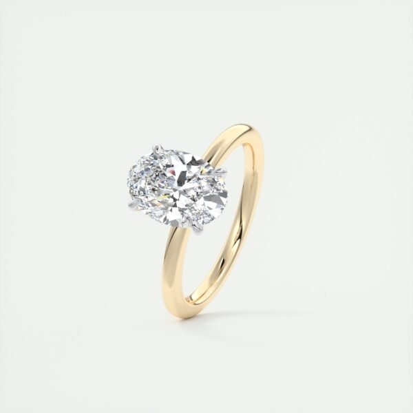 Oval Diamond Solitaire Ring with Micro-Pave Halo - Image 14