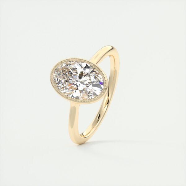Vintage-Inspired Oval Diamond Bezel Solitaire Ring - Image 27