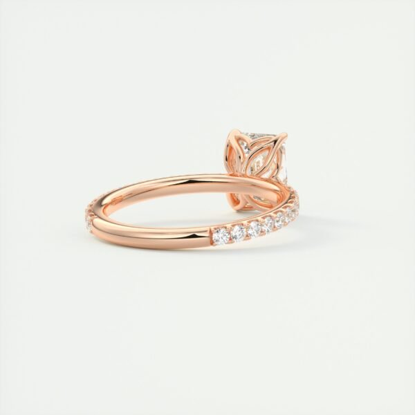 Emerald Cut Diamond Solitaire Ring with Micro-Pave Band - Image 3