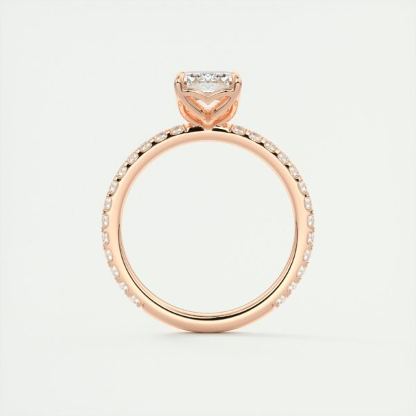 Emerald Cut Diamond Solitaire Ring with Micro-Pave Band - Image 6
