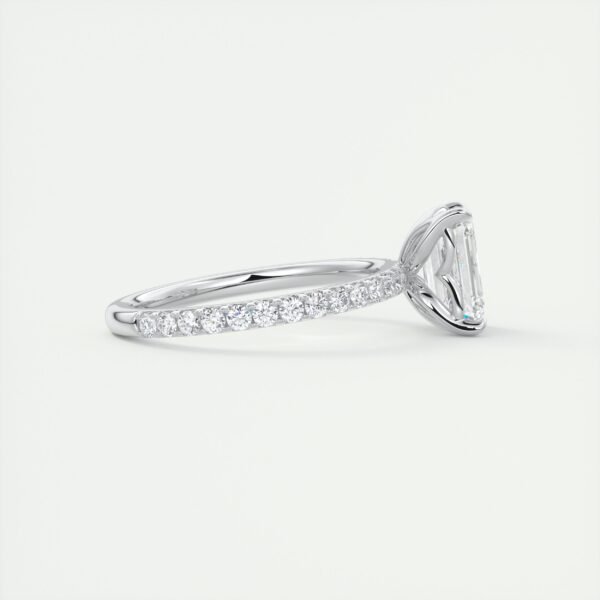 Emerald Cut Diamond Solitaire Ring with Micro-Pave Band - Image 11