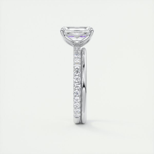 Emerald Cut Diamond Solitaire Ring with Micro-Pave Band - Image 14