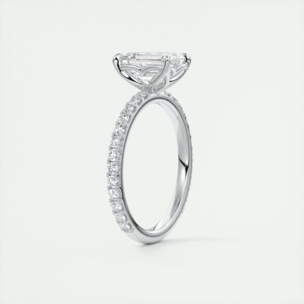 Emerald Cut Diamond Solitaire Ring with Micro-Pave Band - Image 17