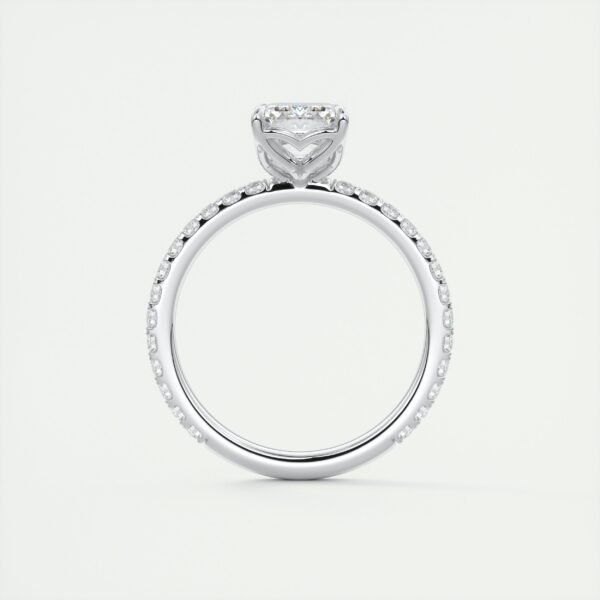 Emerald Cut Diamond Solitaire Ring with Micro-Pave Band - Image 19
