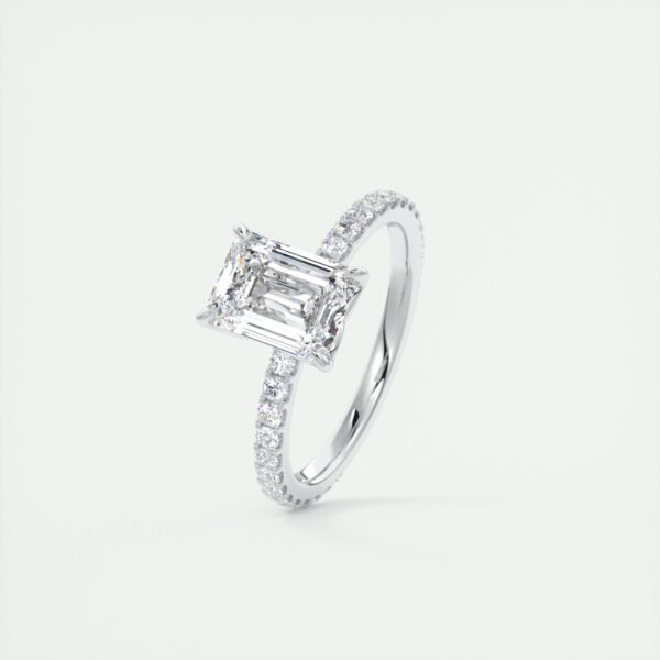 Emerald Cut Diamond Solitaire Ring with Micro-Pave Band - Image 21