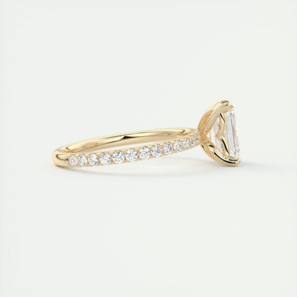Emerald Cut Diamond Solitaire Ring with Micro-Pave Band - Image 24