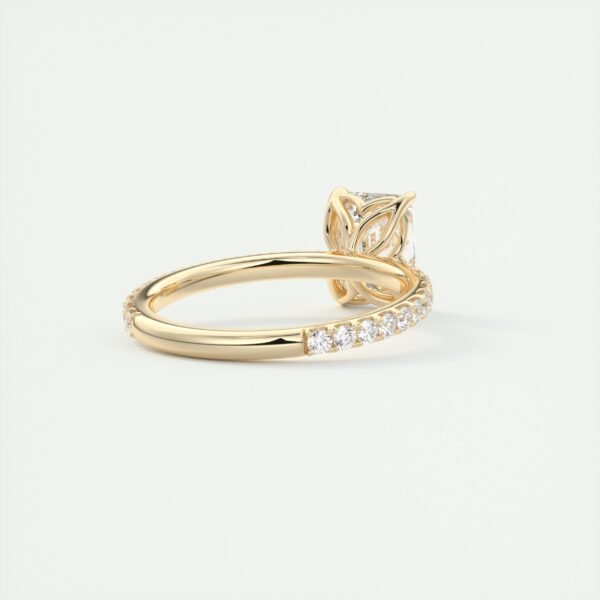 Emerald Cut Diamond Solitaire Ring with Micro-Pave Band - Image 25