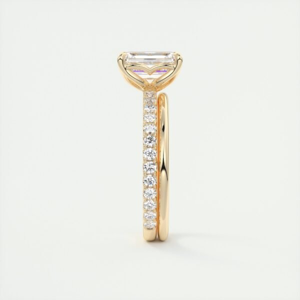 Emerald Cut Diamond Solitaire Ring with Micro-Pave Band - Image 26