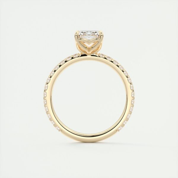Emerald Cut Diamond Solitaire Ring with Micro-Pave Band - Image 28