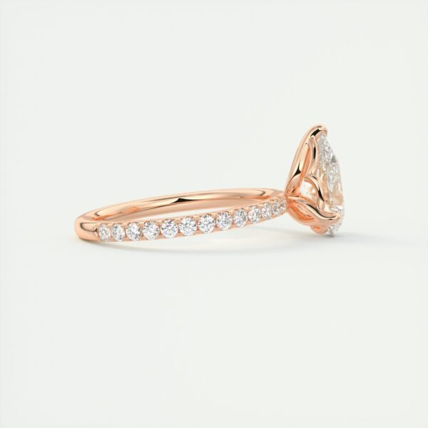Pear-Shaped Diamond Solitaire Ring with Pave Band - Image 2