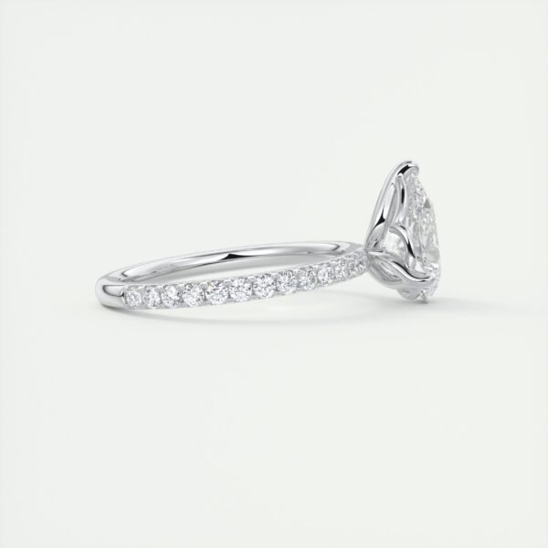 Pear-Shaped Diamond Solitaire Ring with Pave Band - Image 10