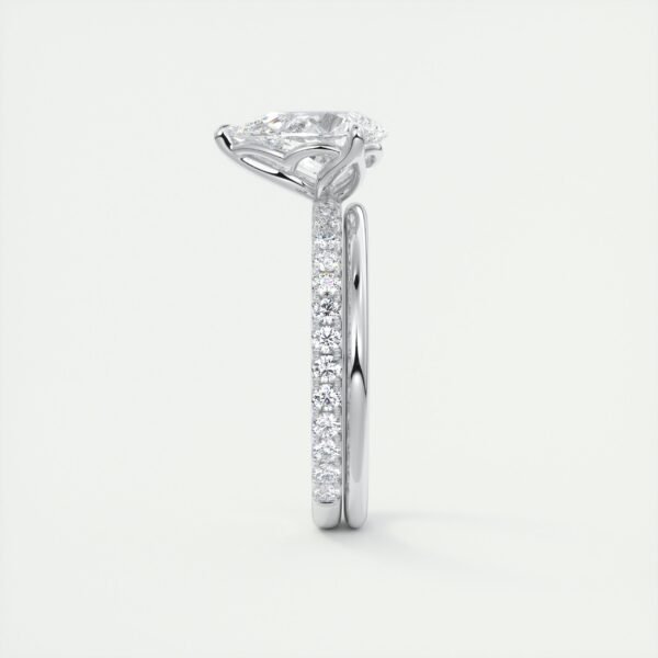 Pear-Shaped Diamond Solitaire Ring with Pave Band - Image 15