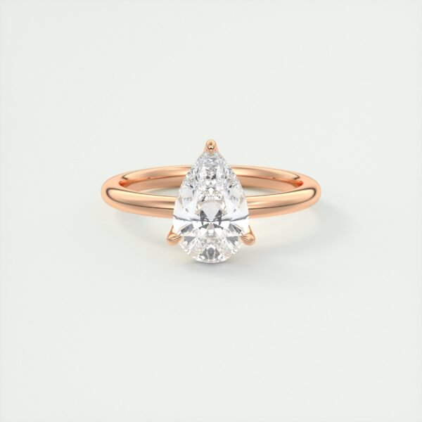 Pear-Shaped Diamond Solitaire Ring with Side Diamonds
