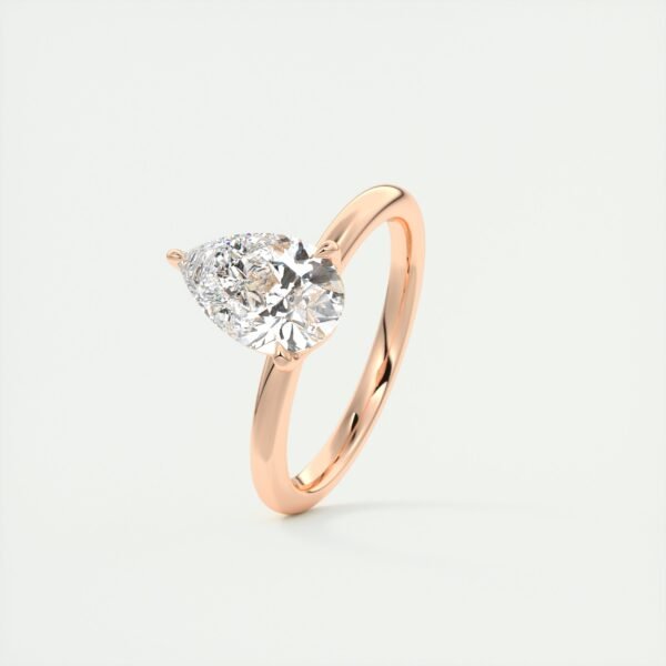 Pear-Shaped Diamond Solitaire Ring with Side Diamonds - Image 7